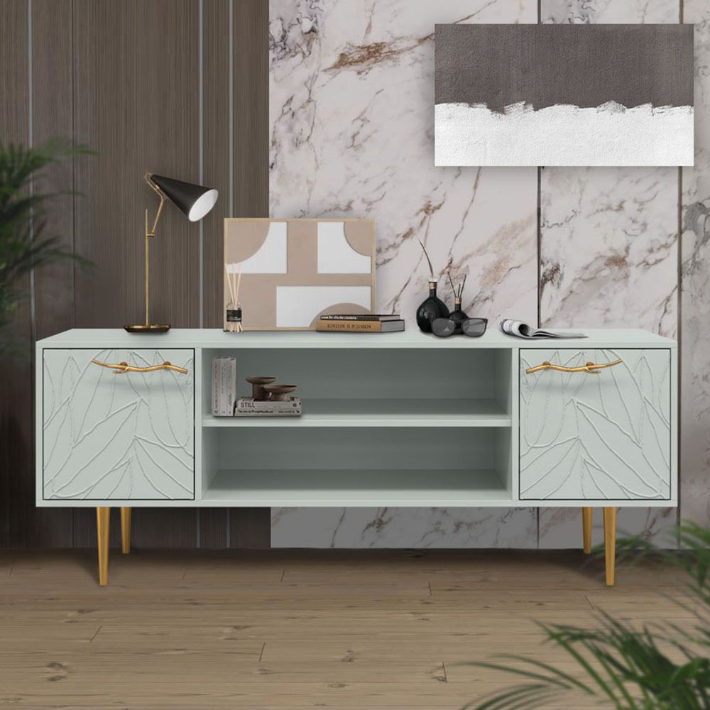 Тумба под ТВ Арт Колор leaves 155см Стайл Голд Серый дым