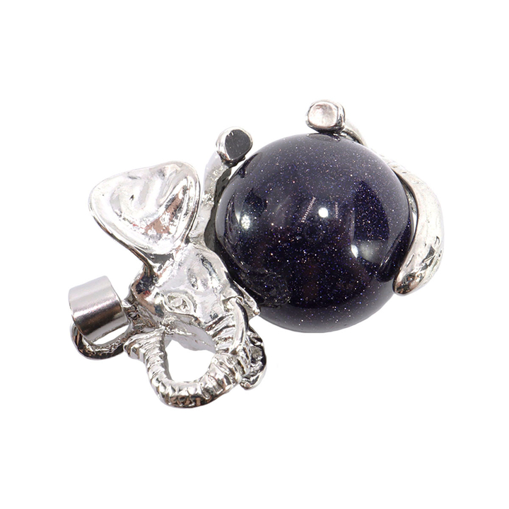 Подвеска Слон на шаре синий Авантюрин оберег на привлечение финансового потока, удачи и везения 3 см