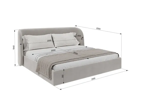 Кровать двуспальная Classic 200 см (молочный, рогожка)