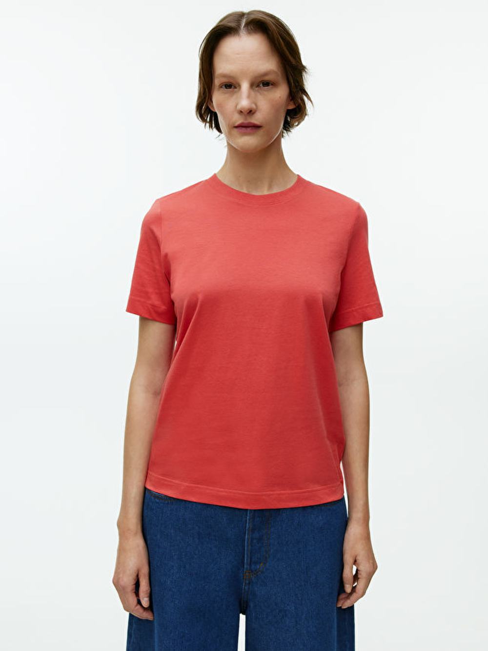 ARKET ФУТБОЛКА С КРУГЛЫМ ВЫРЕЗОМ, КРАСНЫЙ