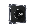 MA805810 Комплект механизма терморегулятора с цифровым дисплеем с подсветкой и датчиком для теплого пола ALFA Черный матовый QUANT (AP8058, VM1385)