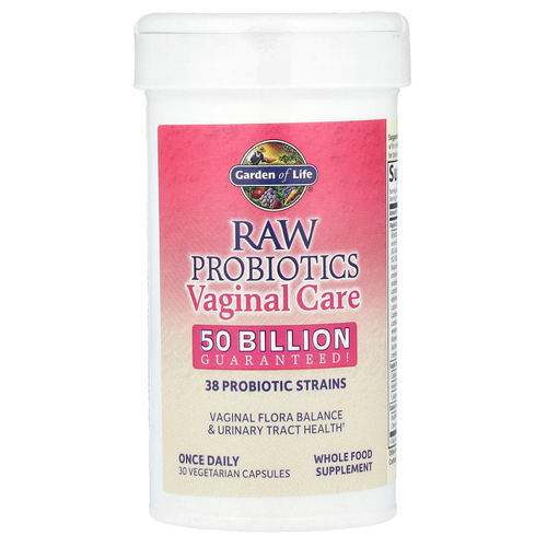 Garden of Life, RAW Probiotics, Vaginal Care, добавка для здоровья влагалища, продукт длительного хранения, 30 вегетарианских капсул