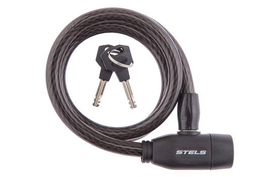 Трос-замок 84103 стальной трос 10х800мм черный корпус замка, с ключами черный арт.540074