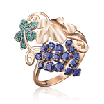 Кольцо «Виноград» из красного золота с фианитами