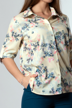 Блузка женская 2330ЮП, Цветы #176Цг092330ЮП