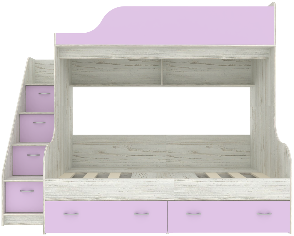 Двухъярусная кровать КарИВи Дуэт-15 с лестницей Комод КарИВиом Винтерберг Ирис