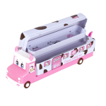 Пенал 3 отделения, 190*50 Alingar "Milk bus", розовый, металлический