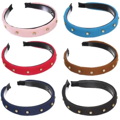 Ободок для волос «МАРЦИПАН», леона, ширина 2,5см, микс 6 цветов ( в пакете с подвесом)