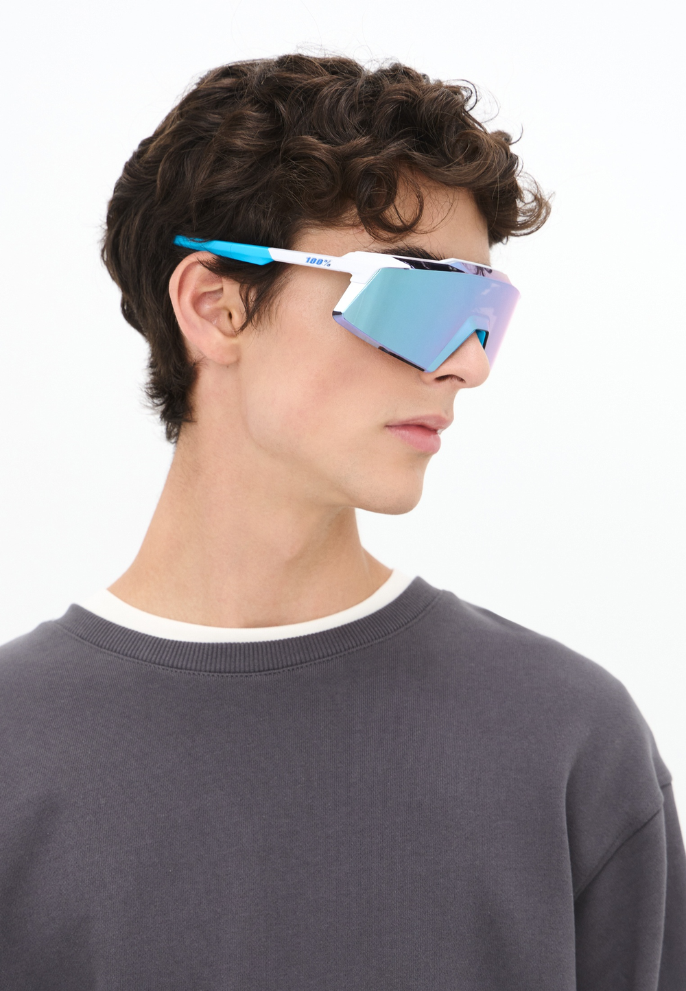 Спортивные очки 100% AEROCRAFT Matte White - HiPER Blue Mirror Lens