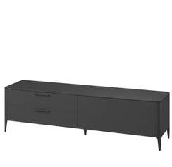 Тумба под ТВ Type, 2 ящика, откидная дверь, массив дуба (черный)