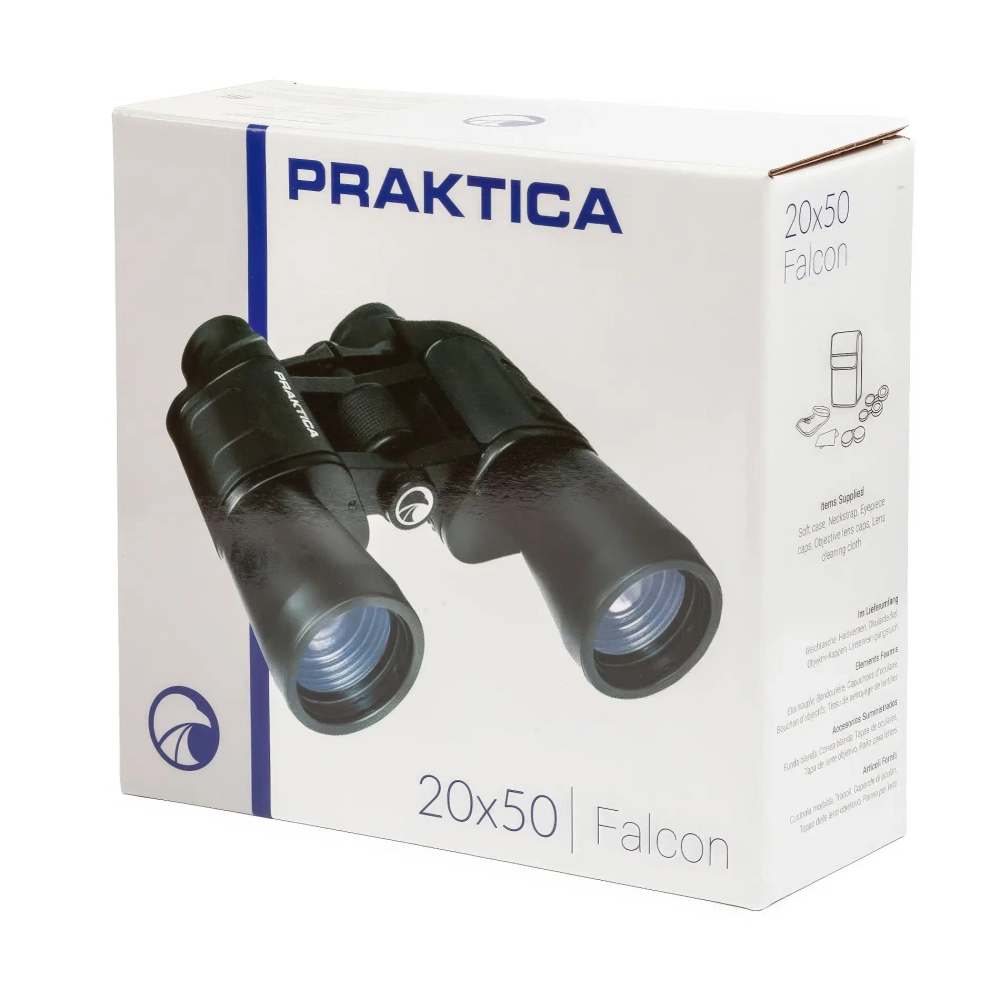 Бинокль Praktica Falcon 20x50 Black - вид на упаковку с передней стороны