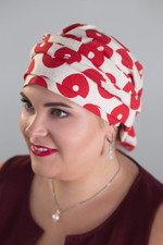 Тюрбан Эмма Лен, шапочка с лентами, красные колечки