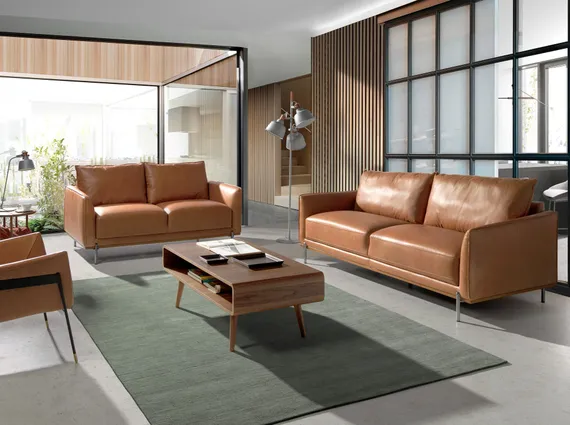 Двухместный диван Angel Cerda 5607-2P, коричневая кожа