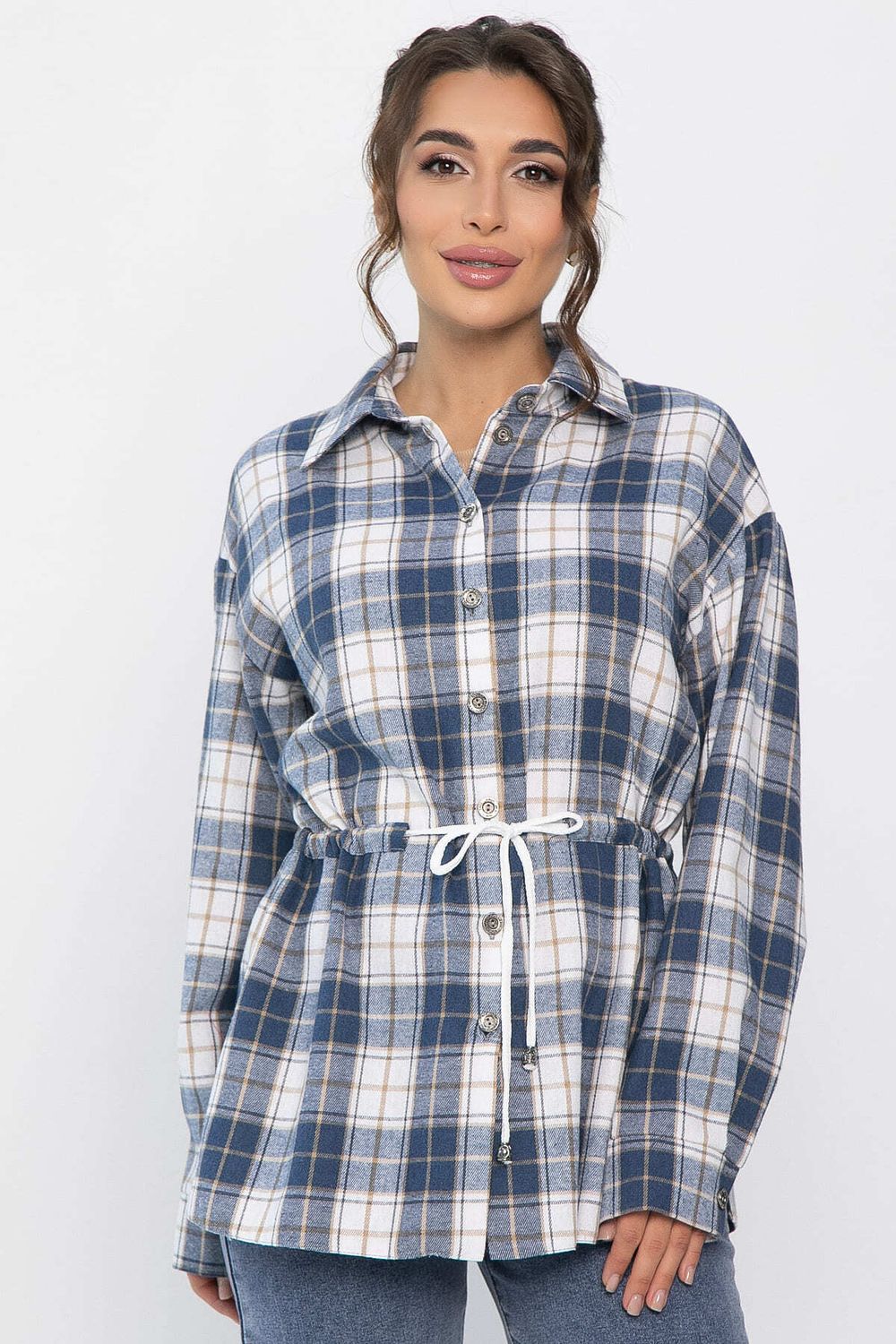 Рубашка хлопковая Джанет (сине-белая) Б14272-4М LT Collection