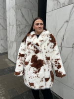 Шуба утепленная эко-мех Коричневая Корова