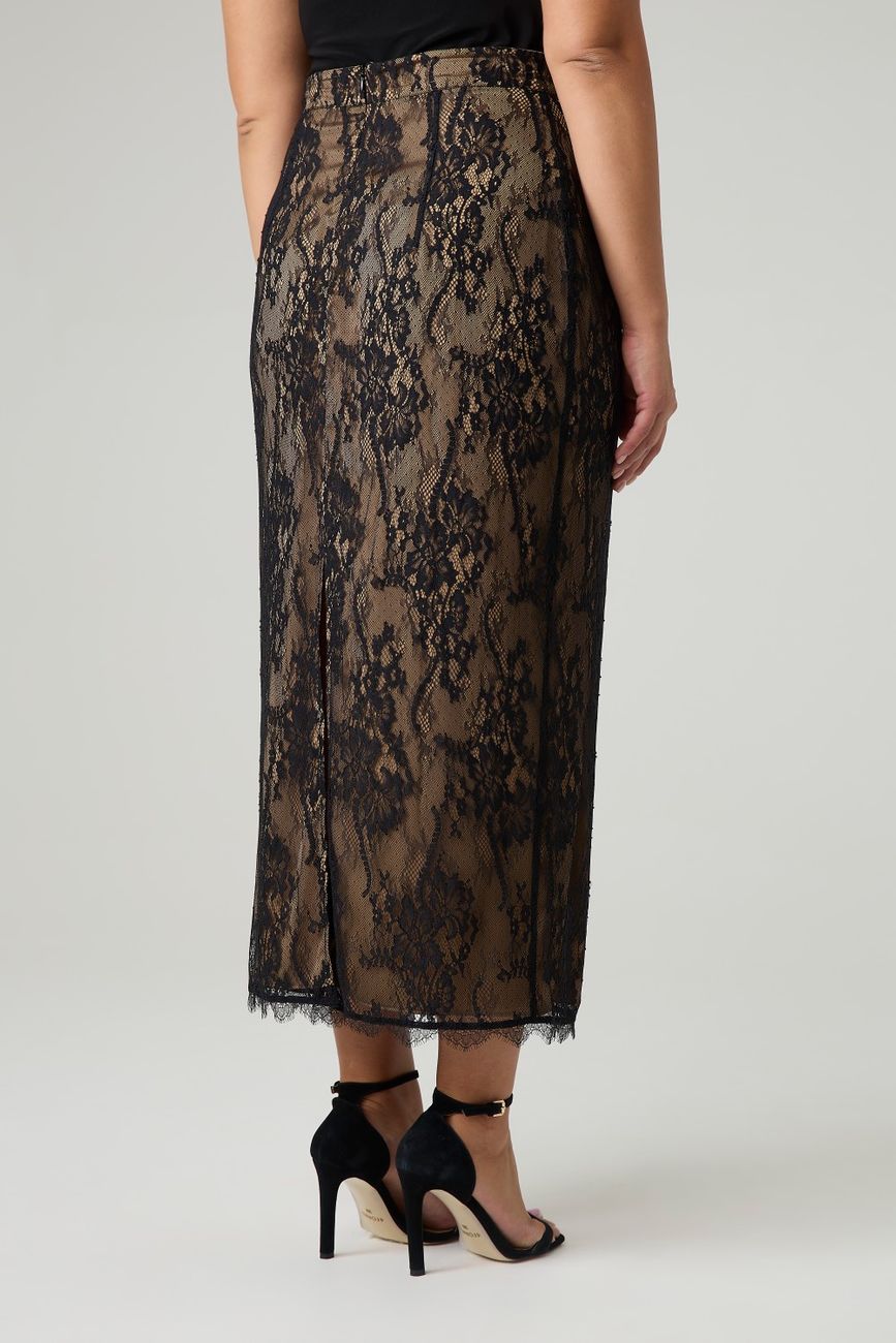 Юбка-карандаш из гипюра, черный
