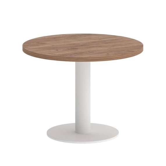 First Стол журнальный круглый KSJ-1 Дуб Табак/Металл Белый 600*600*450