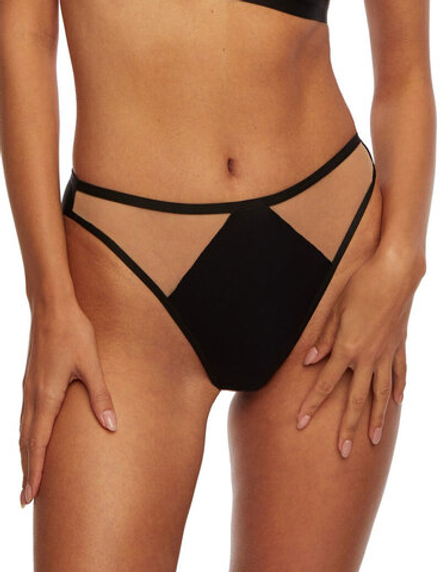 Трусы Kinga Lou Black стринги (телесный/черный)