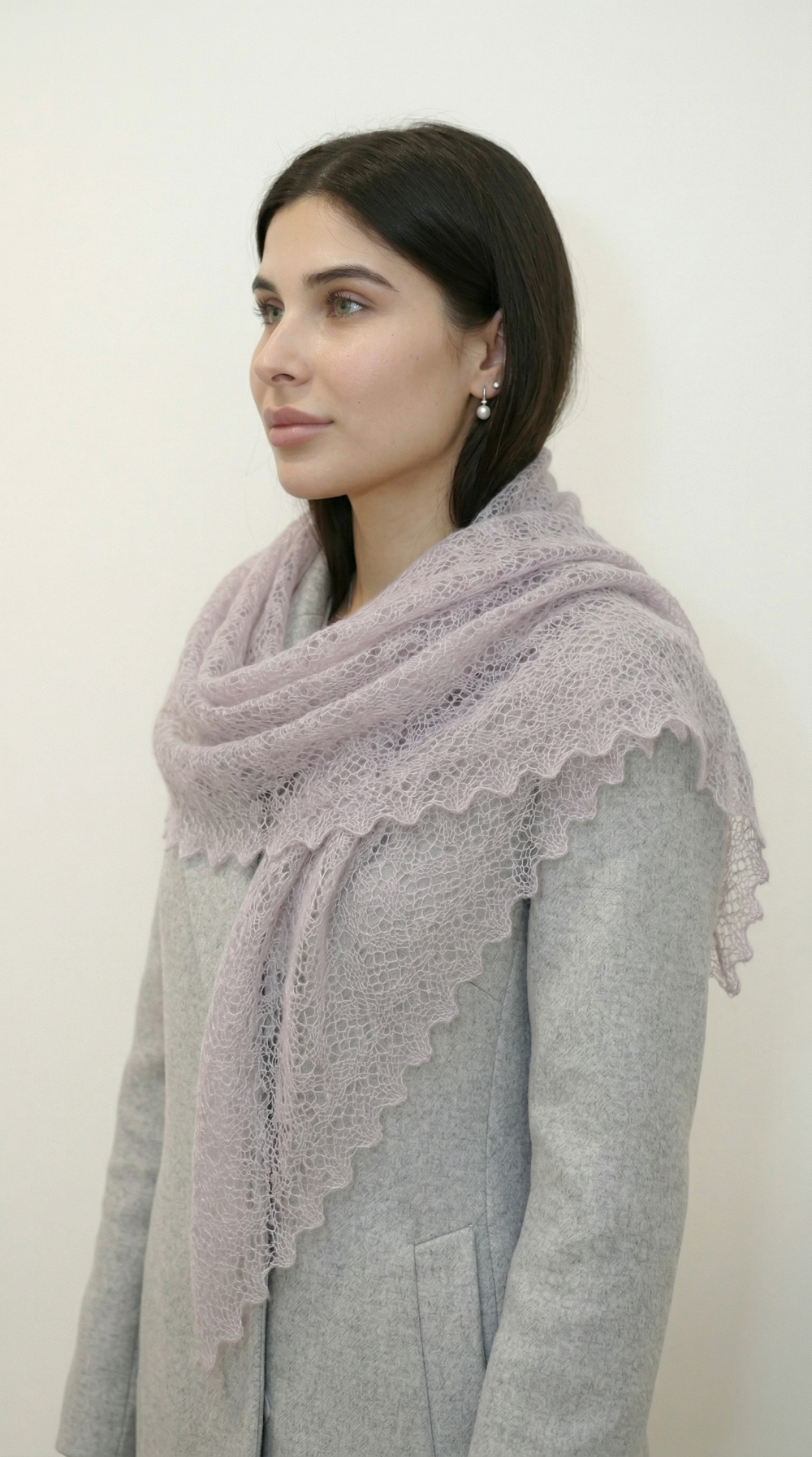 Оренбургский пуховый палантин П3-12040-06 магнолия