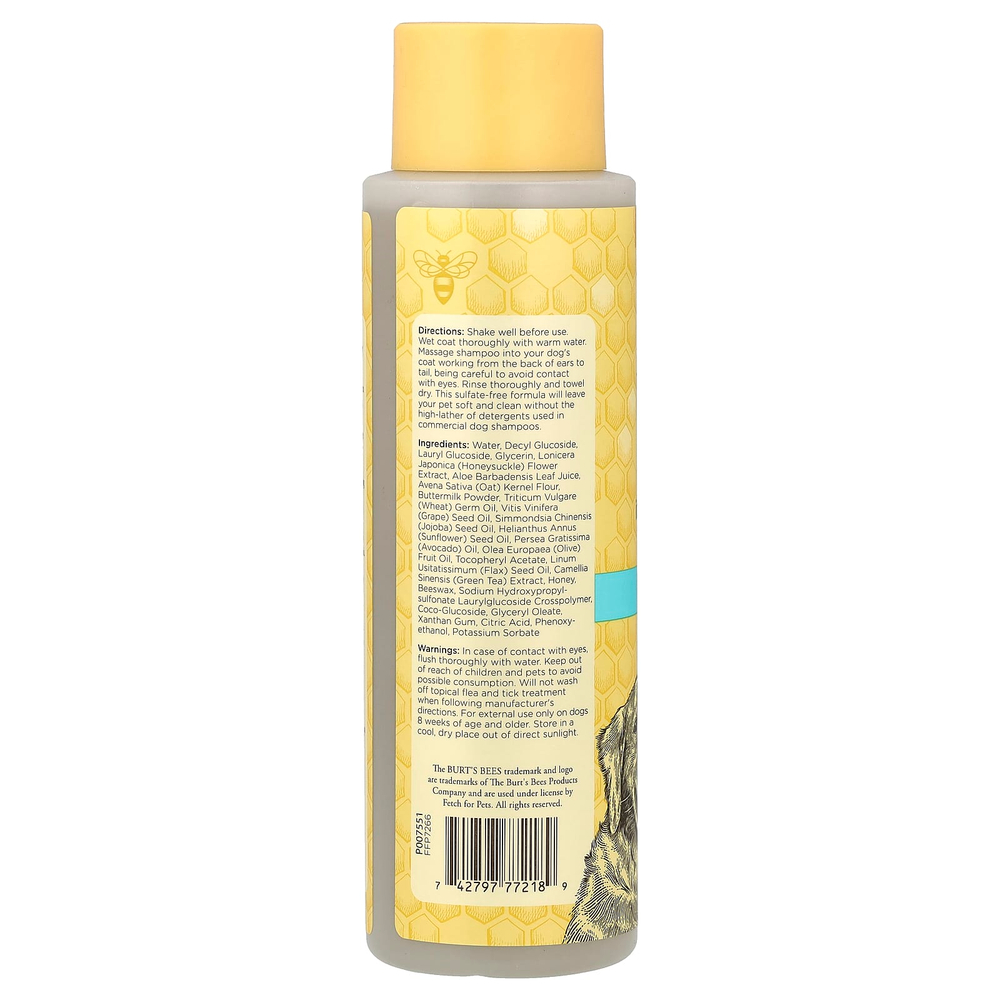 Burt's Bees, шампунь, успокаивающий зуд, с жимолостью и алоэ вера, для собак, 473 мл (16 жидк. унций)