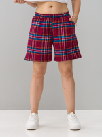 Шорты Н-042/клеткабордо-бирюза