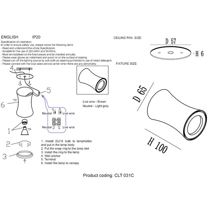 Потолочный светильник Crystal Lux CLT 031С WH