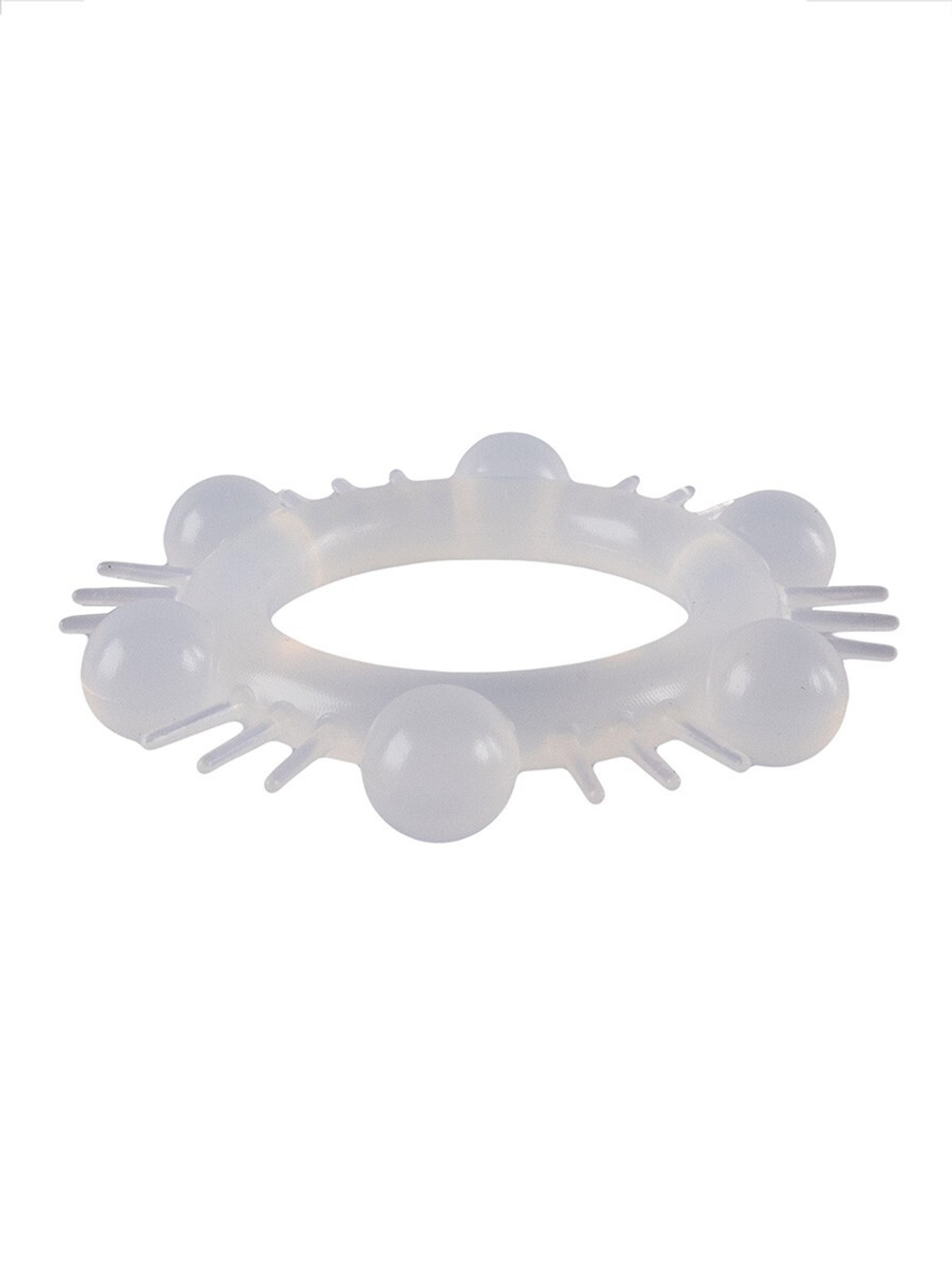 Эластичное эрекционное кольцо с шипиками и шариками (Цвет: белый)