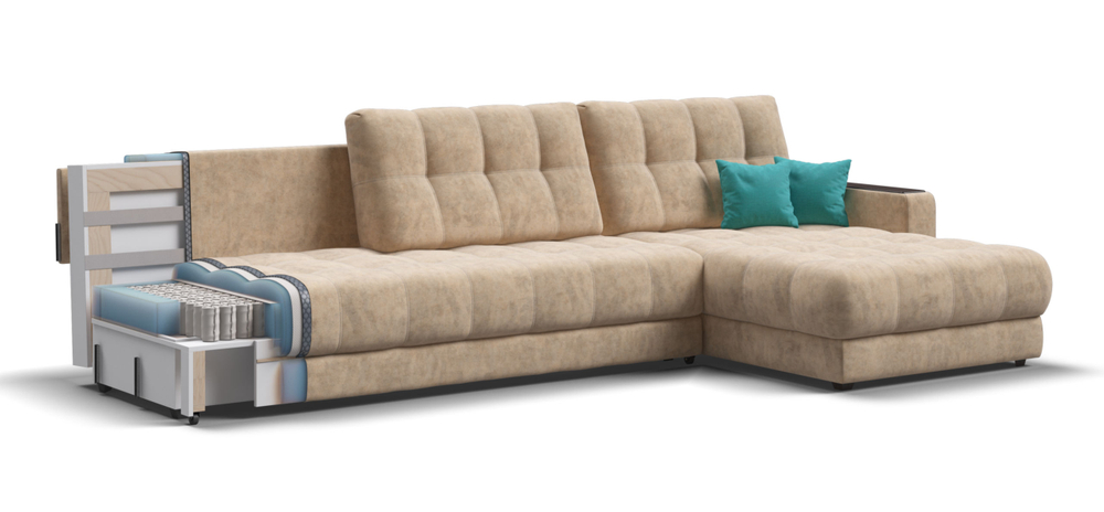 Угловой диван Босс Макс Велюр Роял шампань