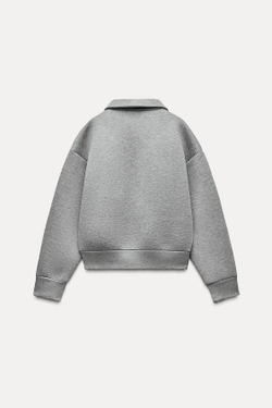 ZARA БОМБЕР С ЭФФЕКТОМ БРЫЗГ, СЕРЫЙ С МЕЛАНЖЕВЫМ ЭФФЕКТОМ