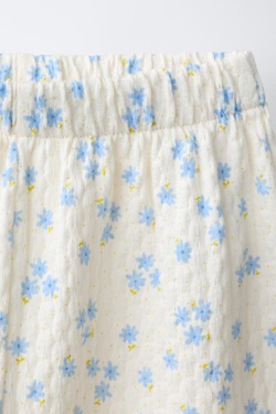 ZARA БРЮКИ-ДЖОГГЕРЫ С ЦВЕТОЧНЫМ УЗОРОМ, ЭКРЮ