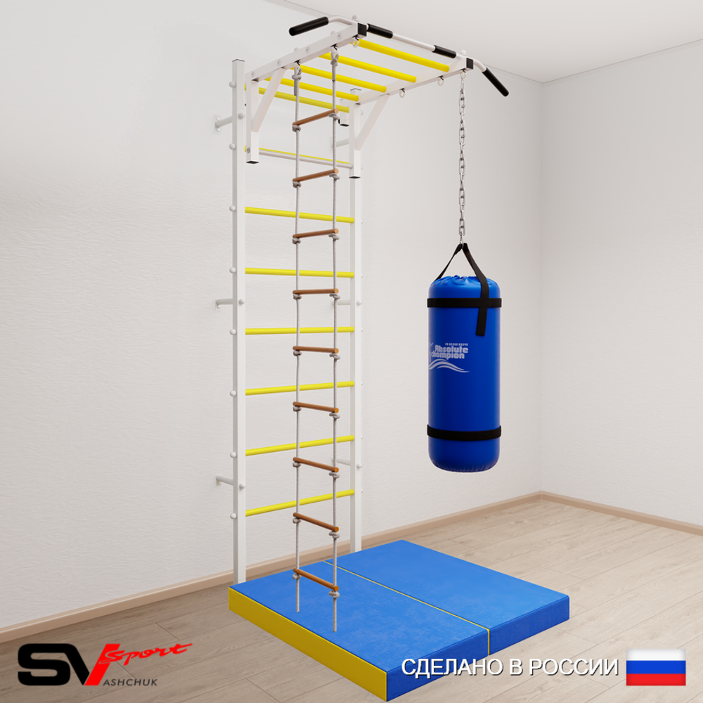 Шведская стенка Sv Sport усиленная 6315 (Турник рукоход/Лестница/Цепь/Мешок 15кг/Мат 1м)