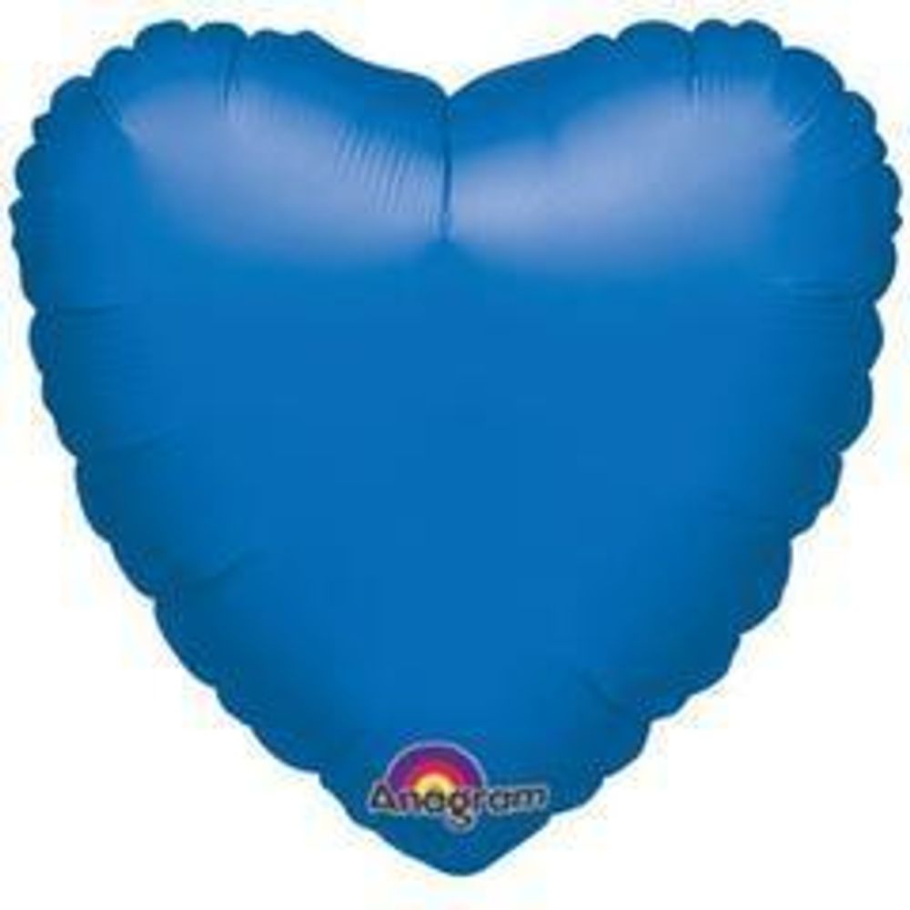 AN Шар сердце 18" / 46 см Металлик Blue (синий) (БГ-15)