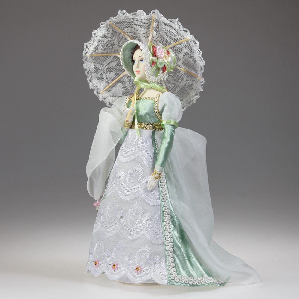 Сувенирная кукла со складным зонтиком в костюме начала 19 века