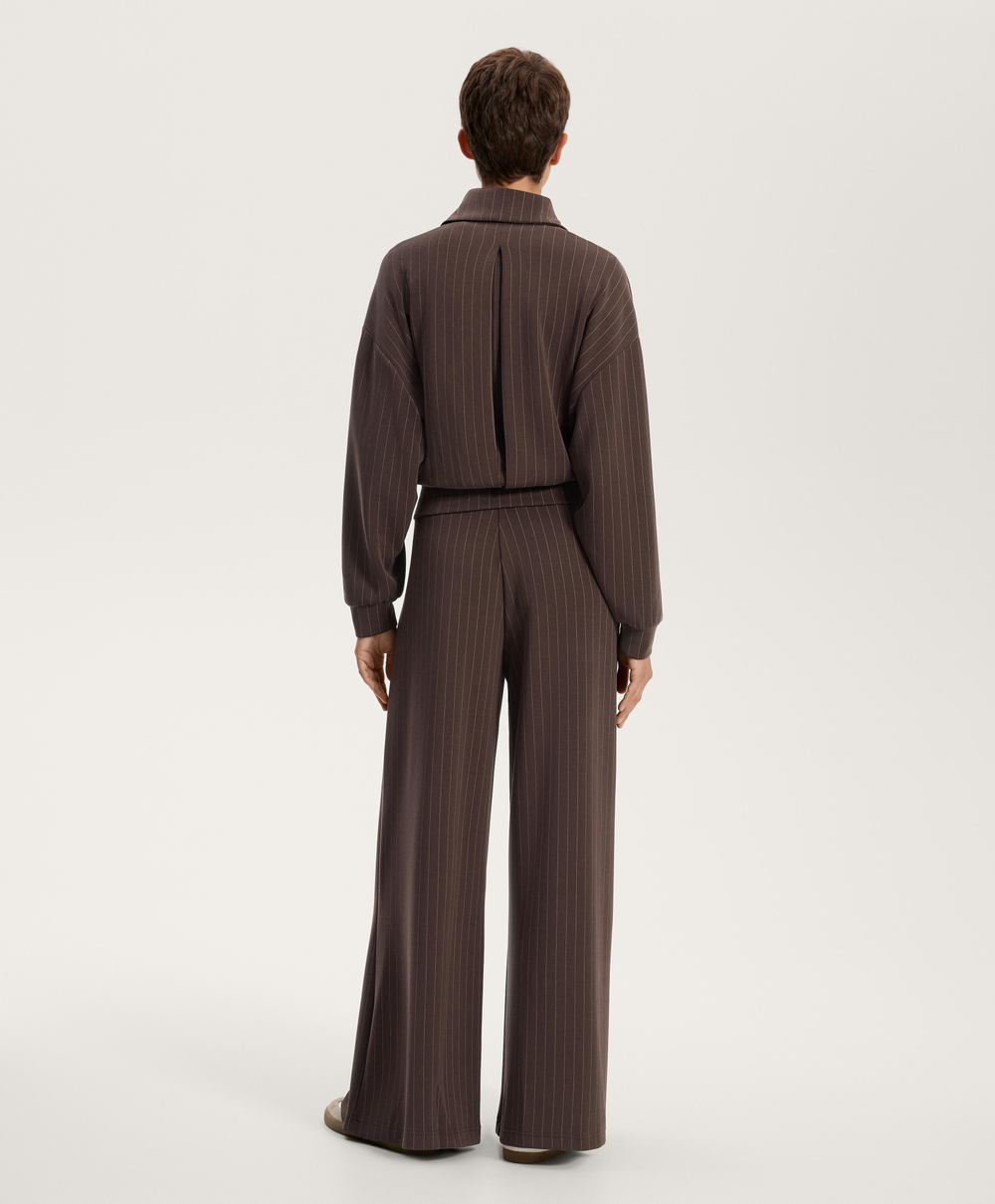 OYSHO Широкие брюки в полоску с мягким на ощупь модалом, темно-коричневый