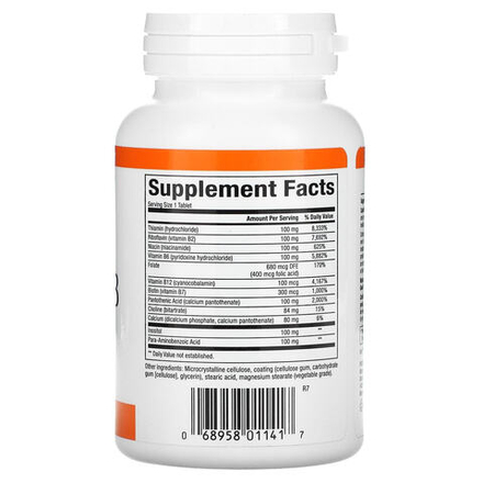 Natural Factors, полный комплекс витаминов группы В, 100 мг, 90 таблеток