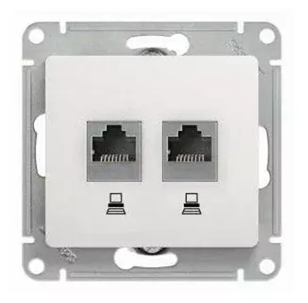 РОЗЕТКА двойная RJ45+RJ45, кат.5E, механизм, БЕЛЫЙ  GSL000185