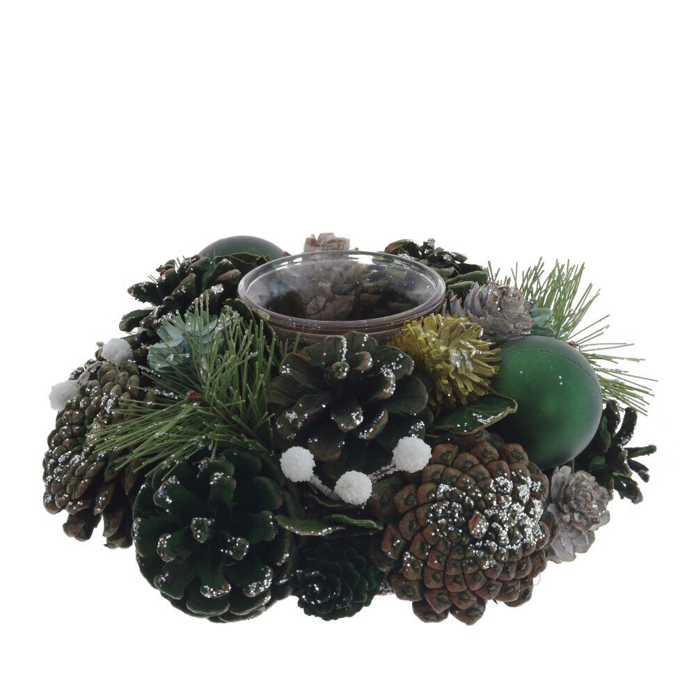 GAEM Подсвечник "Новогодняя композиция", L17 W17 H8 см, свеча D3 см