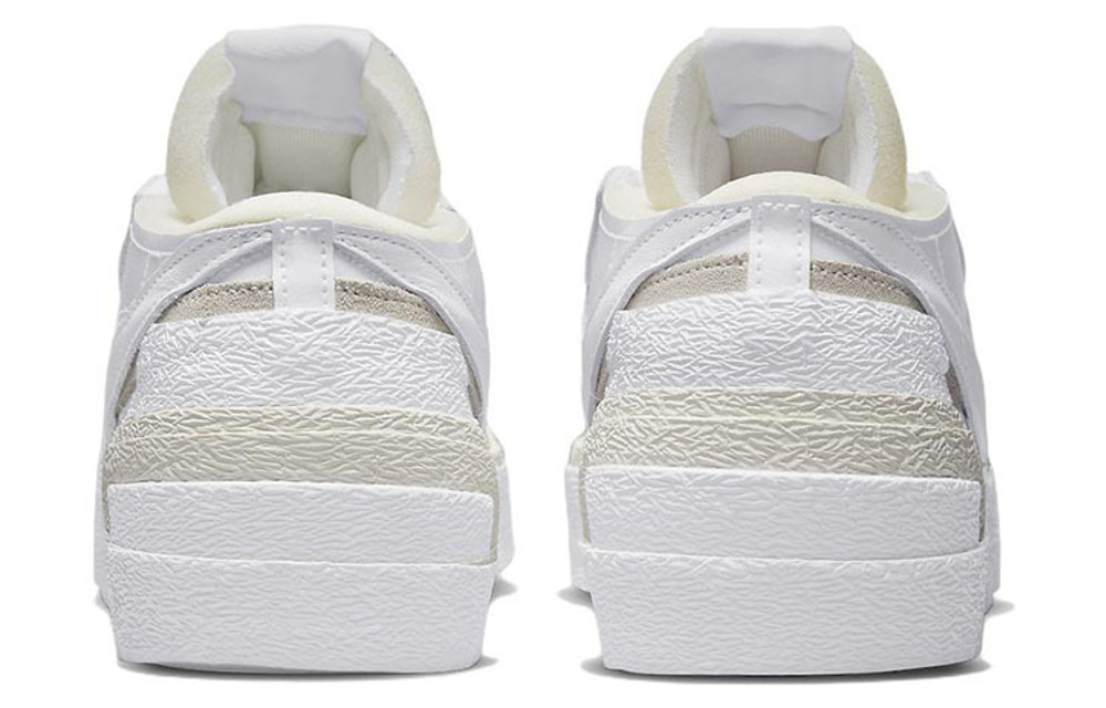 Sacai x Nike Blazer Low "White Patent Leather" Deconstruct Wear-Resistant Skid-Proof Low-Panel Shoes White