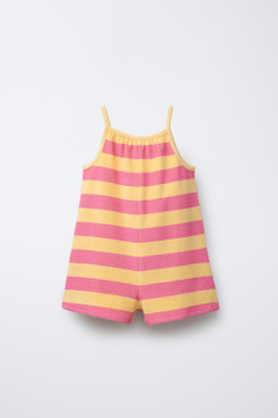 ZARA КОМБИНЕЗОН ИЗ МАХРОВОЙ ТКАНИ С ПРИНТОМ, ЖЕЛТЫЙ