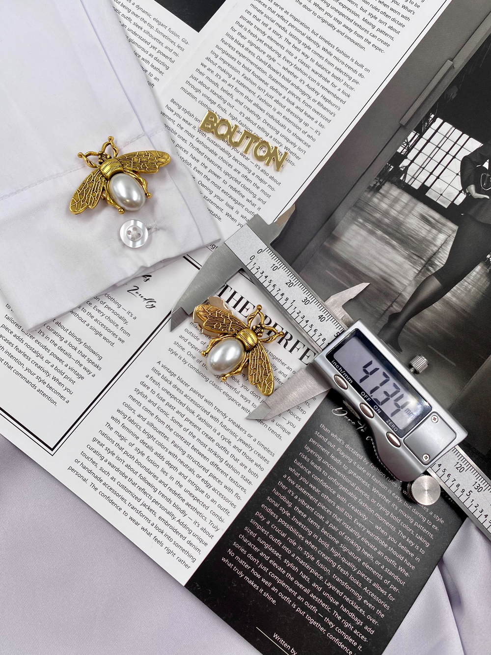 Накладка на пуговицу "Жук" с жемчужиной