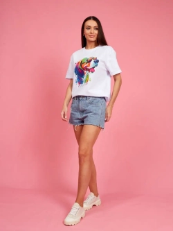 Футболка оверсайз с принтом собакой Бигль Корги Хаски