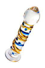 Стеклянный фаллос Sexus Glass с подставкой и спиралями, 17,5 см