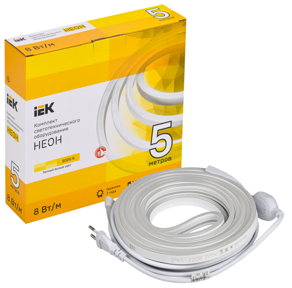 Комплект светодиодной подсветки "Неон" (лента LED 5м LSR5-2835WW120-8-IP65-220В + драйвер) IEK