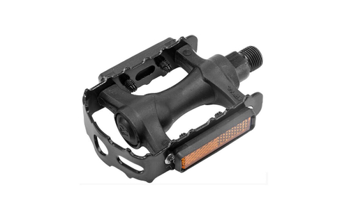 Педали FP-917N Feimin, пластиковая основа, стальная корзина, со светоотражателями, ось диам. 9/16" из борированной стали, размер 101.8 х 78 мм, вес пары 311 г, чёрные