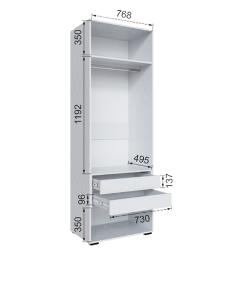 Шкаф с 2 ящиками внутри без зеркала Бруклин 80Ш