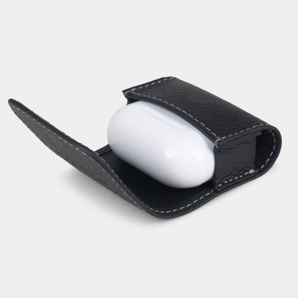 Чехол для наушников AirPods 4 из кожи теленка, черного цвета