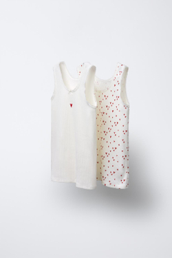 ZARA /НАБОР ИЗ 2 ТОПОВ С ПРИНТОМ «СЕРДЦА», ЭКРЮ