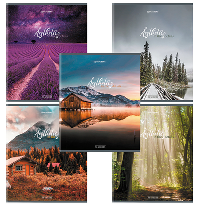 Тетрадь А5 96л. клетка "Nature" скоба, глянцевая ламинация, микс (BRAUBERG)