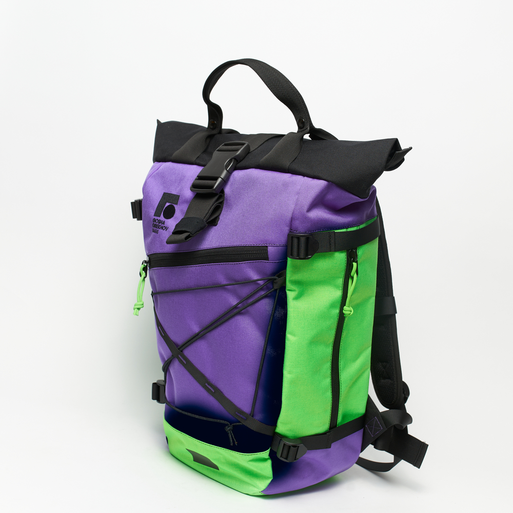 Рюкзак Rolltop Grubo 500 фиолетовый/ярко-салатовый