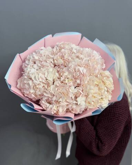 Букет с 7 розовыми гортензиями